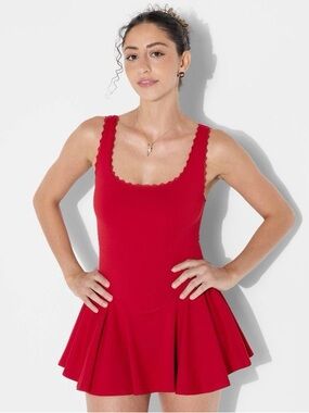 Target Wild Fable Skater Tennis Red Scallop Trim Scoop Neck Dress size Medium